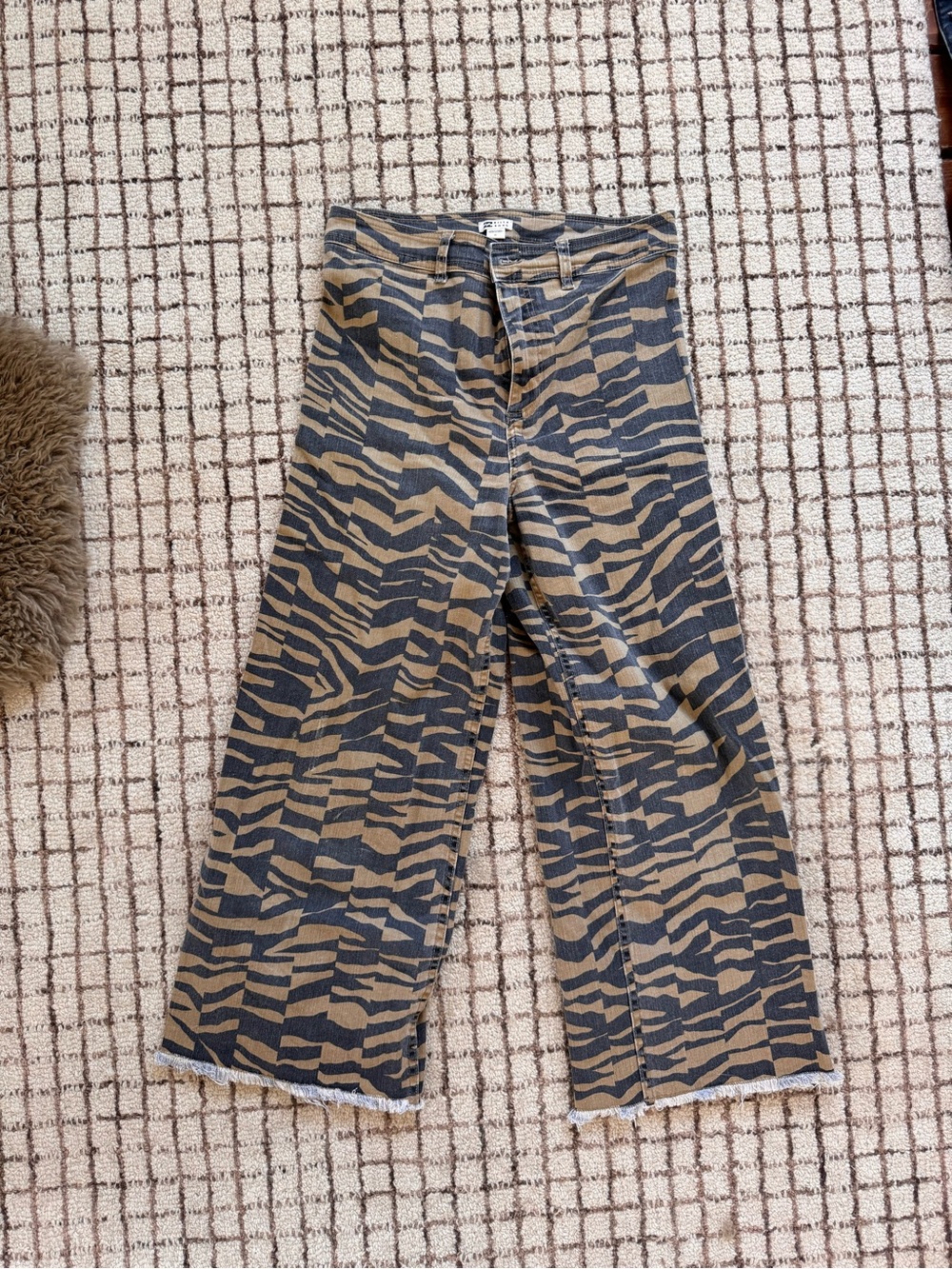 Women’s Tiger Print Wide Leg Pants - Brown/Black